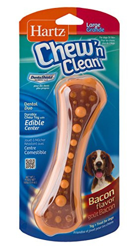 Hartz Chew  n Clean Dental Duo Bacon Flavored Dog Chew Toy   Large