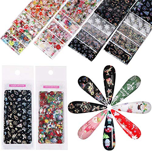 20 Sheets Christmas Nail Foil Transfer Sticker Kissbuty Colored and Holographic Christmas Symbols Nail Art Stickers Tips Wraps Foil Transfer Adhesive Glitters Acrylic DIY Xmas Nail Decoration 20 Sheets Christmas Nail Foil Transfer Sticker Kissbuty Colored and Holographic Christmas Symbols Nail Art Stickers Tips Wraps Foil Transfer Adhesive Glitters Acrylic DIY Xmas Nail Decoration