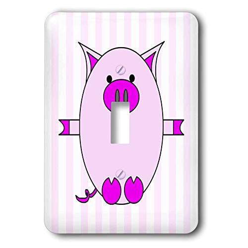 3dRose lsp 6370 1 Piggy Power Purple Stripes Single Toggle Switch  Multicolor
