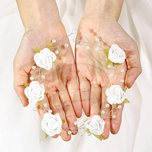 Brishow Bride Flower Wedding Hair Vine Bridal Pearl Headpiece Hair Accessories for Women and Girls Brishow Bride Flower Wedding Hair Vine Bridal Pearl Headpiece Hair Accessories for Women and Girls