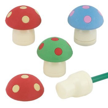 Mushroom Shaped Pencil Sharpener with Eraser - 12 per set