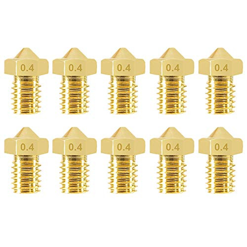 3D Printer Nozzle  Aokin 10 Pcs M6 3D Printer 0 4mm Extruder Brass Nozzle Print Head for E3D V5 V6 Makerbot 1 75mm Filament