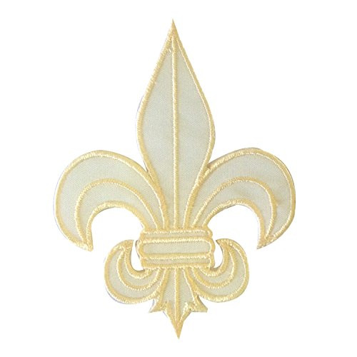 Fleur De Lis Gold Iron on Patches Embroidered 3 0 X 2 5 Inches 1 Peice Per Order