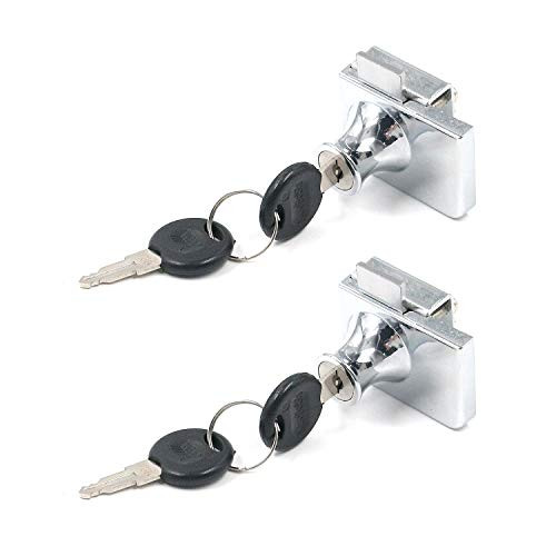 Tulead 2PCS Cabinet Locks Double Glass Door Locks Showcase Locks Zinc Alloy Display Cabinet Locks 1 89 x1 38  with Keys for 5 8mm Glass