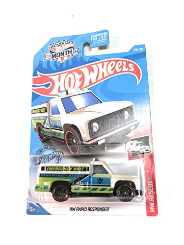 HW 2019 Basic Vehicle Hw Rescue  123 250 Hw Rapid Responder White on Month Card 6 10