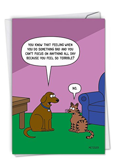 Dog Guilt Hilarious Pet Animal Happy Birthday Card with Envelope 4 63 x 6 75 Inch Funny Cat and Dog Convo Bday Celebration Card Illustrated Cartoon Note Card for Birthdays C6390BDG Dog Guilt Hilarious Pet Animal Happy Birthday Card with Envelope 4 63 x 6 75 Inch Funny Cat and Dog Convo Bday Celebration Card Illustrated Cartoon Note Card for Birthdays C6390BDG