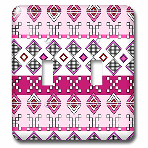3dRose lsp_165805_2"Aztec Andes Tribal Geometric Pattern Pink And Purple" Double Toggle Switch Multicolor 3dRose lsp_165805_2"Aztec Andes Tribal Geometric Pattern Pink And Purple" Double Toggle Switch Multicolor