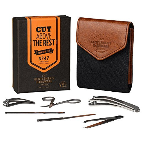Gentlemen's Hardware 7-Piece Men's Manicure Kit with Canvas Case, Charcoal