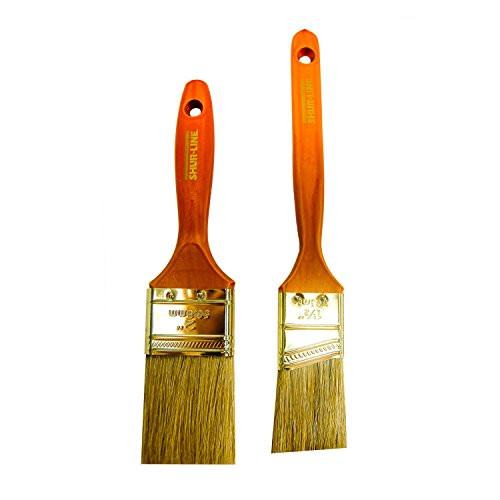 Shur-Line 877P 1-1/2-Inch Angle and 2-Inch One Coat White Bristle Oil Brush, 2-Pack