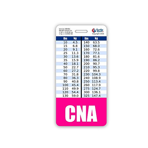 CNA Badge Buddy Vertical w Height   Weight Conversion Charts  Pink