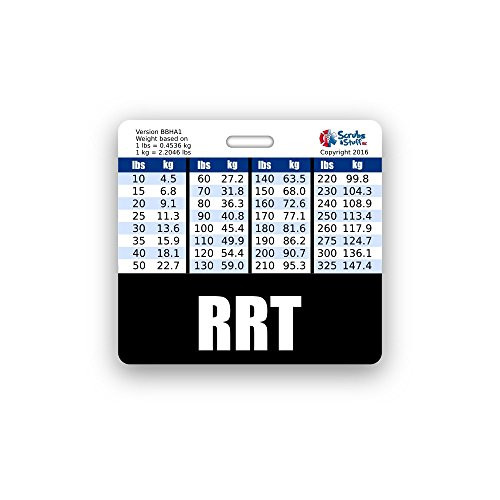 RRT Badge Buddy Horizontal w Height   Weight Conversion Charts  Standard  Black