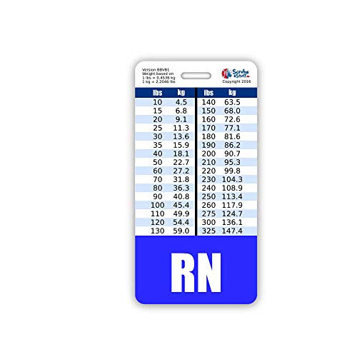 RN Badge Buddy Vertical w Height   Weight Conversion Charts  Standard  Blue