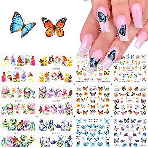 Butterfly Nail Art Decals Stickers Nail Accessories Decorations Nail Supplies Nail Art Stickers for Women Girls Butterfly Flower Stickers Water Transfer Decals Manicure 12 Sheets Butterfly Nail Art Decals Stickers Nail Accessories Decorations Nail Supplies Nail Art Stickers for Women Girls Butterfly Flower Stickers Water Transfer Decals Manicure 12 Sheets