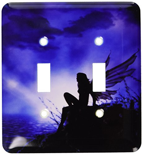 3dRose lsp 100943 2 Silhouette Of Fairy Against Purple Sky Double Toggle Switch