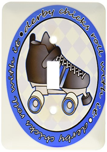 3dRose lsp_28514_1 Derby Chicks Roll With It Blue and White with Black Roller Skate Toggle Switch