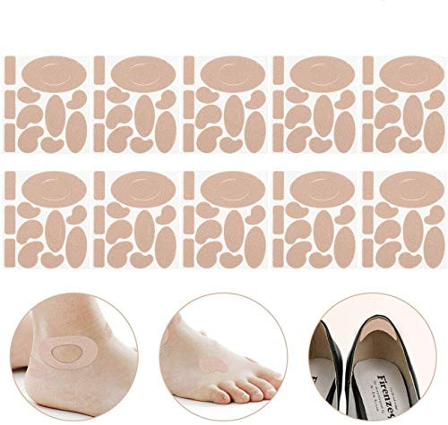 Moleskin Tape Flannel Adhesive Pads Anti wear Heel Pads Heel Stickers Blister Dressing Prevention Pads for Feet Fabric Padding 110Pieces 11 Shapes 10Sets