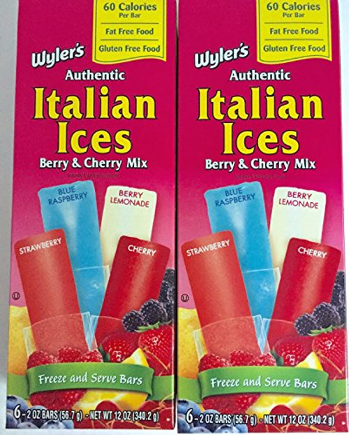 Wyler s Authentic Italian Ices assorted flavors  12 oz boxes  2 Pack    12 Bars