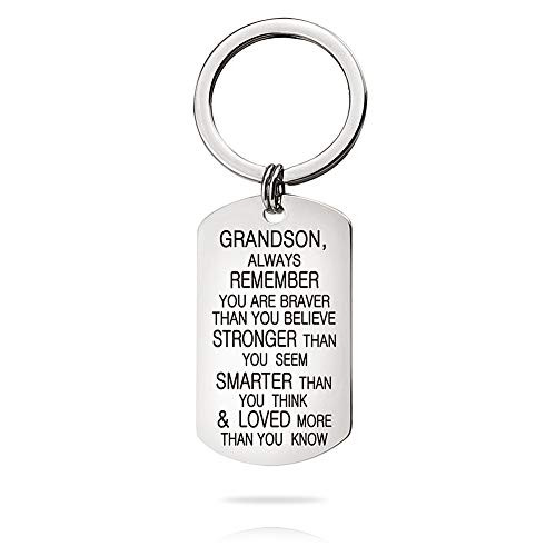 Inspirational Jewelry Gift Keychain for Men Teen Boys Student Always Remember You Are Braver Than You Believe Stainless Steel Pendant for Grandson Graduation Birthday Stocking Stuffers Inspirational Jewelry Gift Keychain for Men Teen Boys Student Always Remember You Are Braver Than You Believe Stainless Steel Pendant for Grandson Graduation Birthday Stocking Stuffers