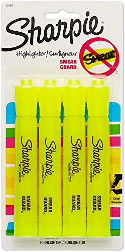 Sharpie 25164PP Accent Tank Highlighters  Chisel Tip  Fluorescent Yellow  4 Count  Pack of 1
