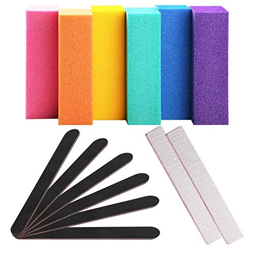 Nail File and Buffer  Tupelo Professional Manicure Tools Kit 6pcs Rectangular Art Care Buffer Block 6pcs 100 180 Double Sided Emery Board 1pcs Purple 180 240 Emery Board
