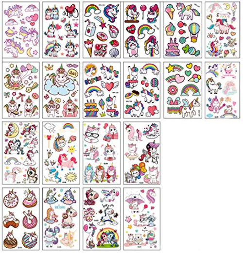 Unicorn Temporary Tattoos for Kids Birthday Party Unicorn Party Supplies Girls Party Favors 200 Temporary Tattoo Sticker for Kids Colorful Funny Kinds of Design