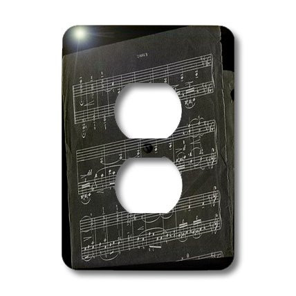 3dRose lsp_20633_6 Midnight Black Music Notes 2-Plug Outlet Cover