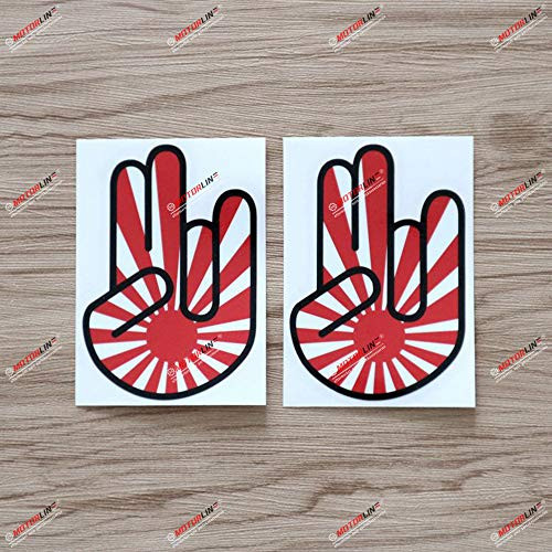 2X Glossy 4 Shocker Hand Japanese Rising Sun Flag Decal Sticker Car Vinyl 2X Glossy 4 Shocker Hand Japanese Rising Sun Flag Decal Sticker Car Vinyl