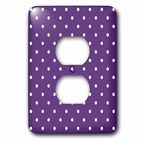 3dRose lsp 55658 6 Purple With White Polka Dots Whimsical Art 2 Plug Outlet Cover