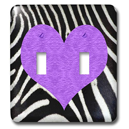 3dRose LLC lsp 20390 2 Punk Rockabilly Zebra Animal Stripe with Purple Heart Print Double Toggle Switch