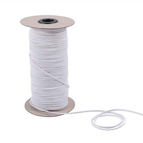 Braided Elastic Band  BENBO 144 Yard Length White Elastic String Cord Elastic Rope DIY Ear Loops Heavy Stretch High Elasticity Knit Elastic Spool for Sewing Crafts  1 8  Width