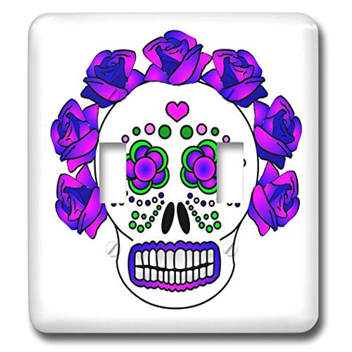 3dRose lsp 24638 2 Day Of The Dead Skull Día De Los Muertos Purple Double Toggle Switch