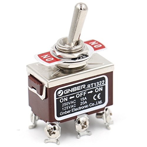 Baomain Toggle Switch DPDT ON Off ON 3 Position AC 15A 250V 20A 125V 6 Screw Terminals