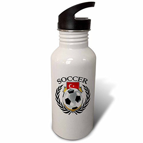 3dRose wb_239707_2 Turkey Soccer Ball with Fan Crest Straw Water Bottle