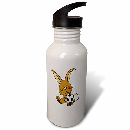 3dRose wb_270090_2 Funny Cool Brown Bunny Rabbit Playing Soccer Cartoon Straw Water Bottle 3dRose wb_270090_2 Funny Cool Brown Bunny Rabbit Playing Soccer Cartoon Straw Water Bottle