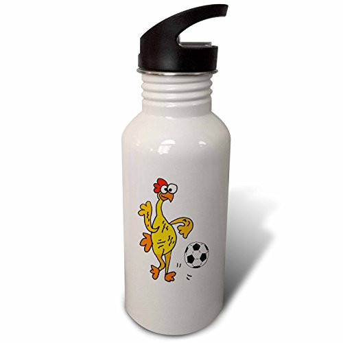 3dRose wb_270129_2 Hilarious Cool Rubber Chicken Playing Soccer Cartoon Straw Water Bottle 3dRose wb_270129_2 Hilarious Cool Rubber Chicken Playing Soccer Cartoon Straw Water Bottle