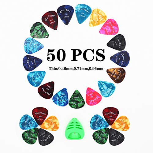 50 Pcs Premium Celluloid Guitar Picks Colroful Premium Celluloid Picks for Acoustic Electric Guitars Bass or Ukulele