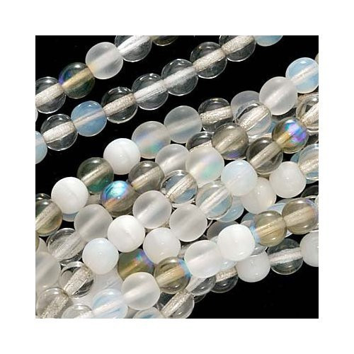 Czech Glass Druk Round 8mm Misty Grey Ghost  Apparition Mix  50 Beads