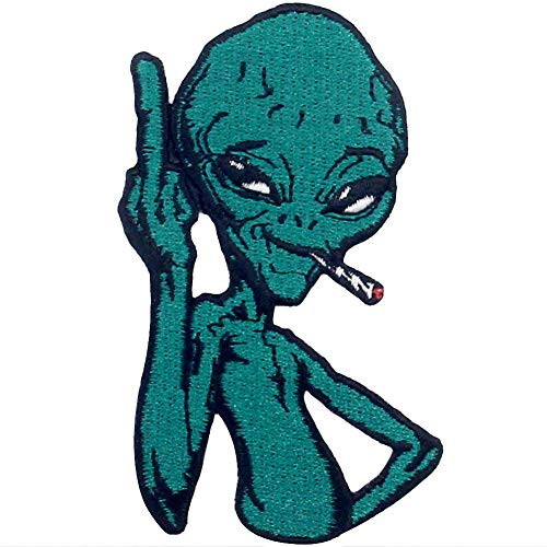 ZEGINs Alien Like Smoking Patch Embroidered Applique Iron On Sew On Emblem