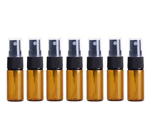 12Pcs Amber Glass Spray Bottles Empty Fine Mist Spray Bottle Travel Mist Bottle Sample Atomizers Refillable Container Vial Jar Pots for Makeup Water Aromatherapy  10ml 0 34oz