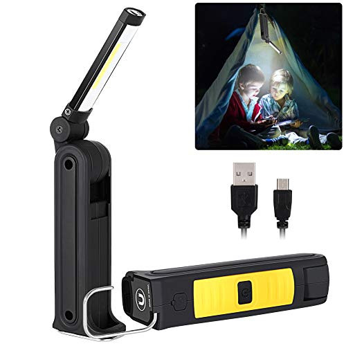 LED Work Light Rechargeable COB Inspection Light  Haofy Portable Handheld USB Flashlight Torch 300°Rotatable Magnetic Work Lamp with Magnet   Hook   5 Modes Worklight for Auto Car Repair Home