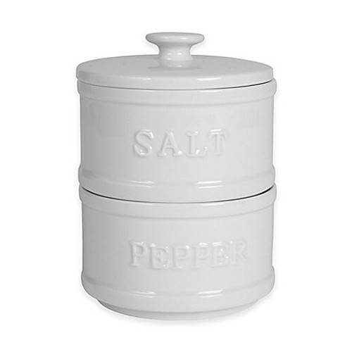 Everyday White by Fitz and Floyd Bistro White Stacking Salt and Pepper Tower