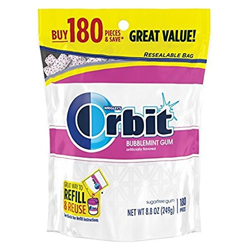 Orbit White Bubblemint Sugarfree Gum  180 piece bag