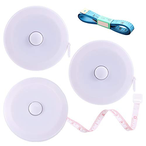 3 Pack Tape Measure 150 cm 60 Inch Push Button Tape Body Measuring Soft Retractable for Sewing Double Sided Tailor Cloth Ruler White by BUSHIBU 3 Pack Tape Measure 150 cm 60 Inch Push Button Tape Body Measuring Soft Retractable for Sewing Double Sided Tailor Cloth Ruler White by BUSHIBU