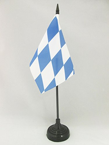 AZ FLAG Bavaria Table Flag 4   x 6     Germany   German Region of Bavaria Desk Flag 15 x 10 cm   Black Plastic Stick and Base