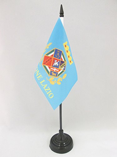 AZ FLAG Lazio Table Flag 4   x 6     Italy   Italian Region Desk Flag 15 x 10 cm   Black Plastic Stick and Base