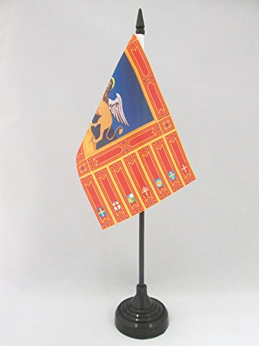 AZ FLAG Veneto Table Flag 4   x 6     Italy   Italian Region Desk Flag 15 x 10 cm   Black Plastic Stick and Base