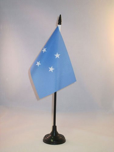 AZ FLAG Micronesia Table Flag 4   x 6     Micronesian Desk Flag 15 x 10 cm   Black Plastic Stick and Base