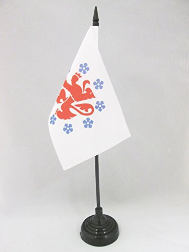 AZ FLAG German Speaking Community of Belgium Table Flag 4   x 6     Duitstalige Gemeenschap Desk Flag 15 x 10 cm   Black Plastic Stick and Base