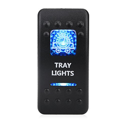 WATERWICH 5 Pin Tray Lights Illuminated Rocker Toggle Switch Waterproof DC 20A 12V 10A 24V Blue ON Off SPST Rocker Switch for Auto Truck Boat Marine RV Off Road  Tray Lights