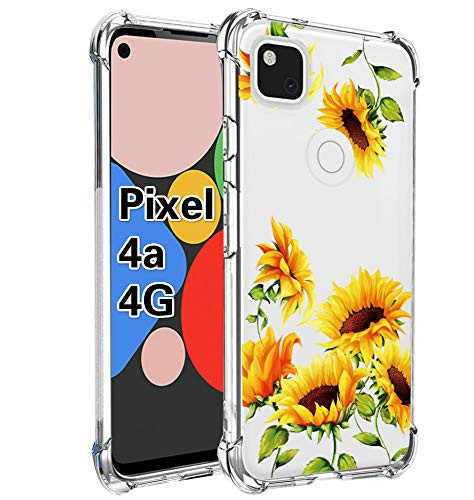 Starhemei for Pixel 4a Case  Google Pixel 4A Case  Shock Resistant Flexible TPU Gasbag Protection Rubber Soft Silicone Anti Dropping Phone Case Cover for Google Pixel 4A  Sunflower 1